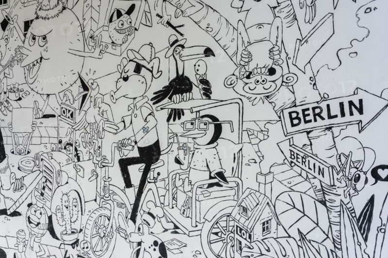 Wall drawings in black and white