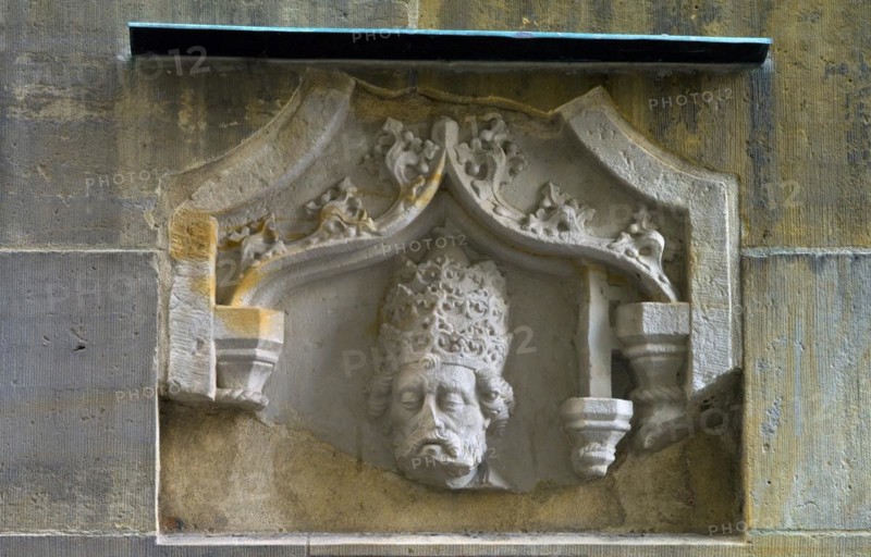 Frieze of Saint Peter on a wall in Boettcherstrasse