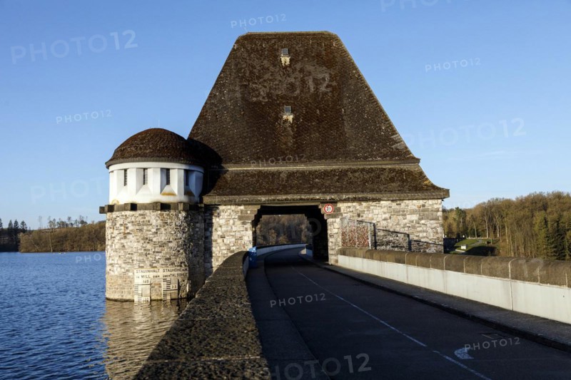 Dam with the wall towers at Lake Moehne