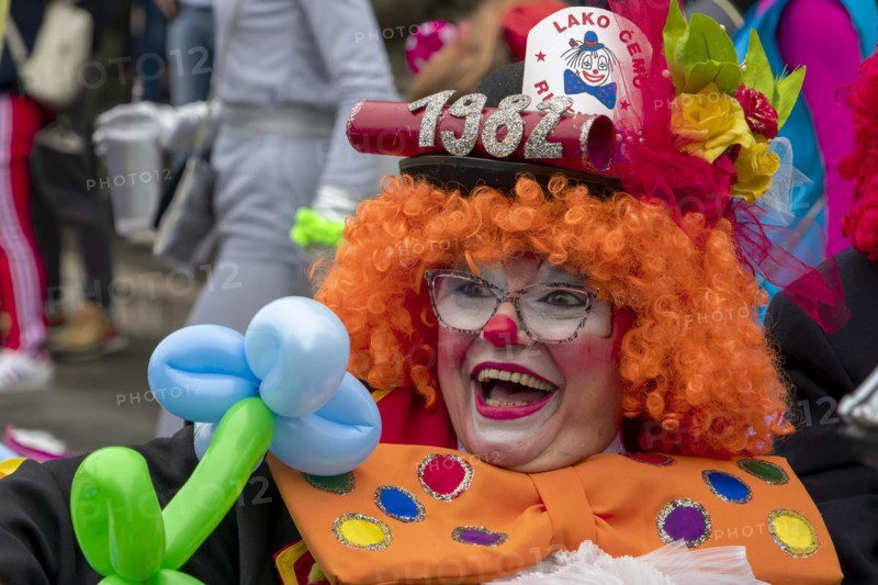 A smiling clown at the carnival in the city of Rijeka