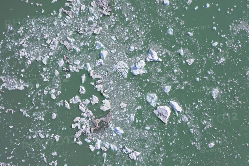 Aerial view of floating drift ice