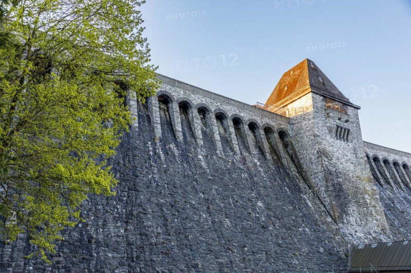 Dam of the Moehne Dam with the Wall Tower