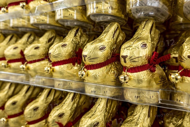 Many chocolate Easter bunnies