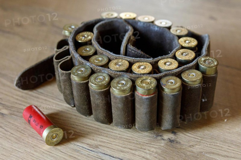 Cartridge belt with shotgun ammunition calibre 12
