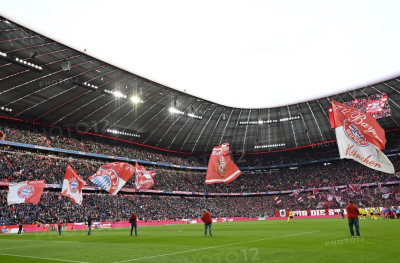 Flag wavers in front of the start of the match