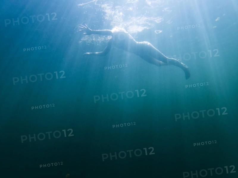 A floating woman stands out in a quarry in Koenigshain