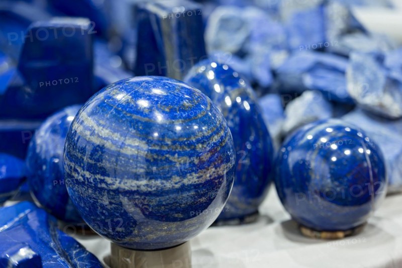 Cut ball of lapis lazuli