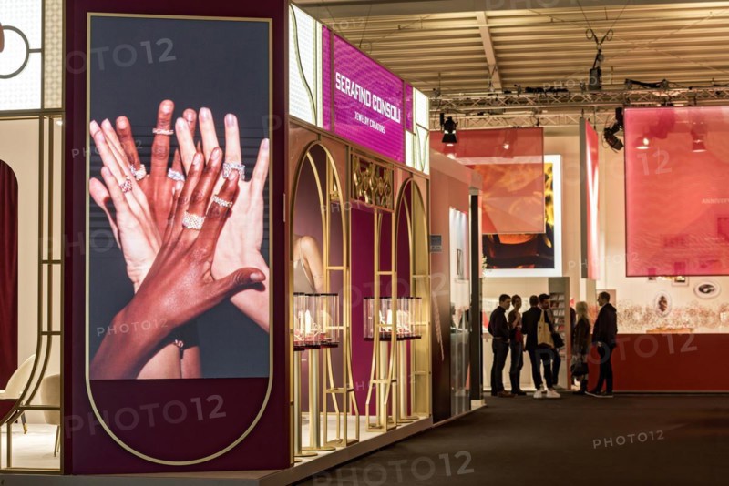 Video wall with precious rings on womans hands