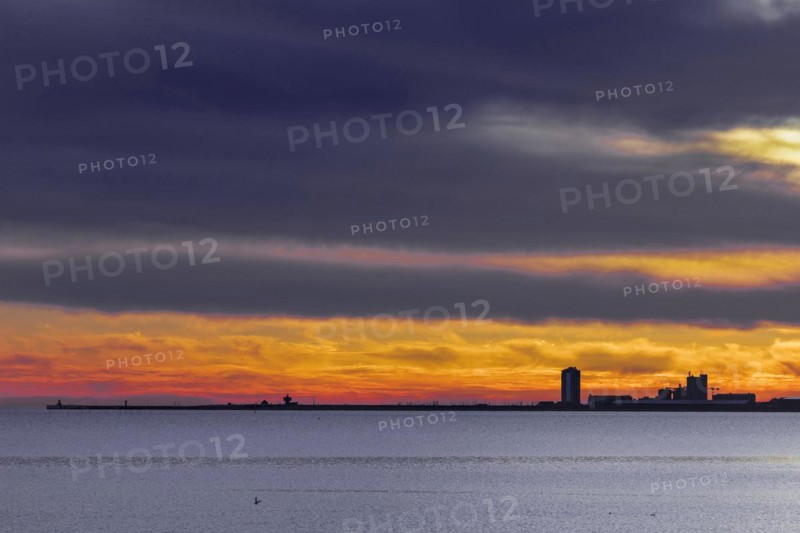 View over the Meldorf Bay to the skyline of Buesum