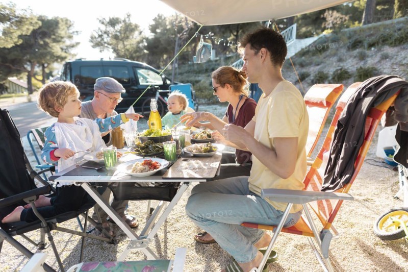 Subject: Family with grandfather camping
