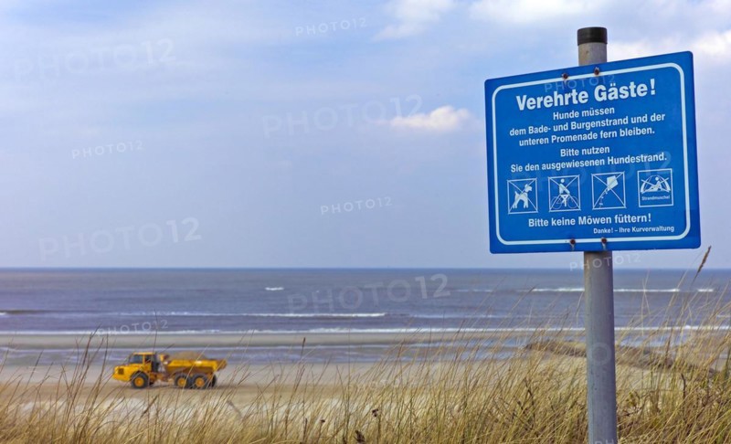 Prohibition sign on the beach of the island of Wangerooge
