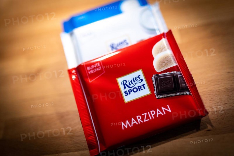Ritter Sport chocolate packets lying on a kitchen worktop in Berlin
