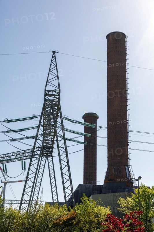 High-voltage power lines at Brunsbuettel nuclear power plant