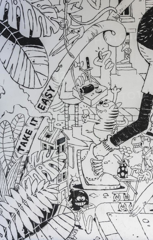 Wall drawings in black and white