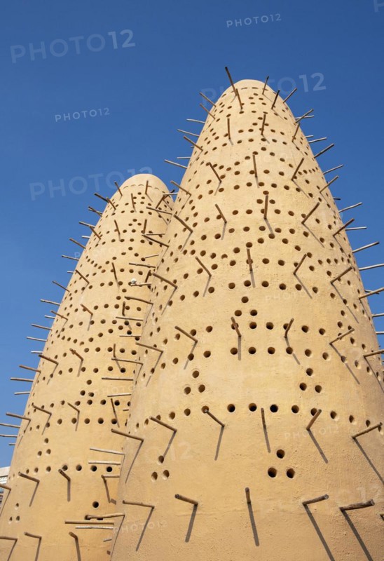 Close-up view of two of Pigeon Towers