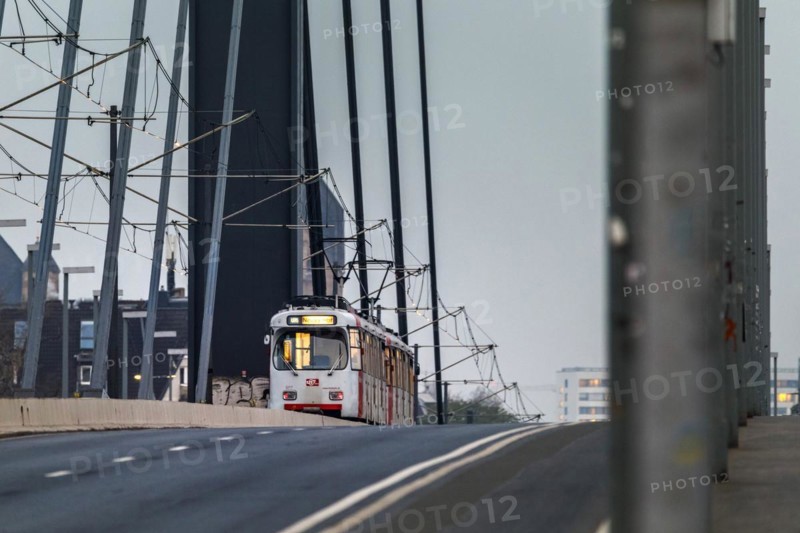 Tram crosses Oberkassel bridge