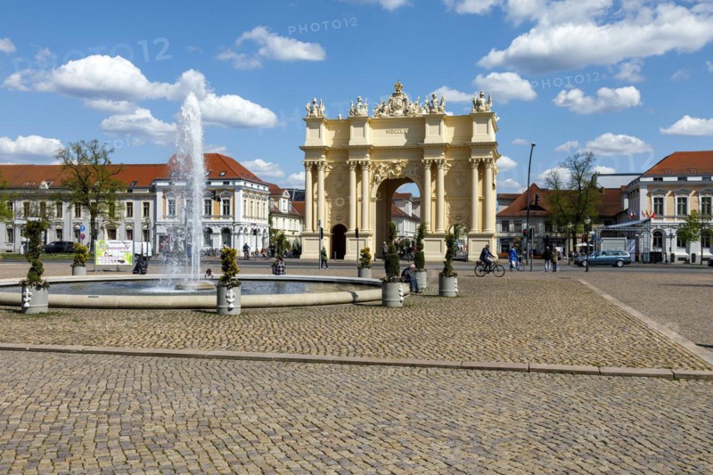 Luisenplatz with fountain and the Brandenburg Gate Potsdam