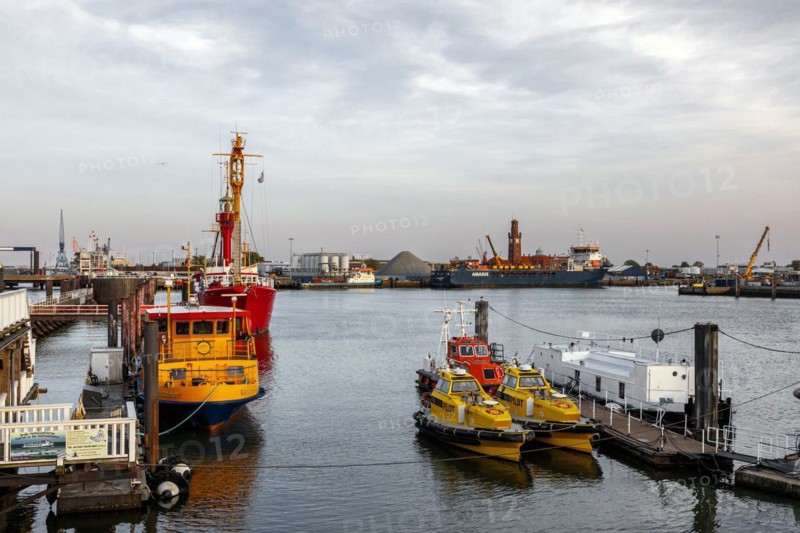 Seaport Cuxhaven at the mouth of the Elbe into the North Sea