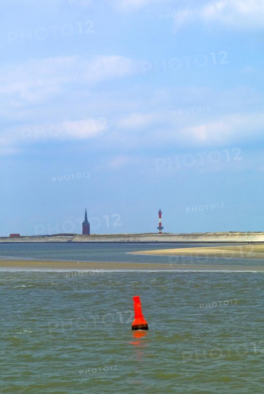 Fairway buoy in front of the island of Wangerooge