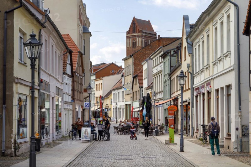 Pedestrian zone in the medieval town centre of Perleberg