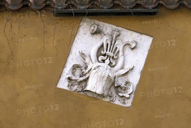 Coat of arms on a house wall of the Jakob Fugger settlement