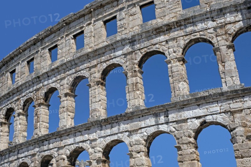 Restored arched walls of the Pula Arena