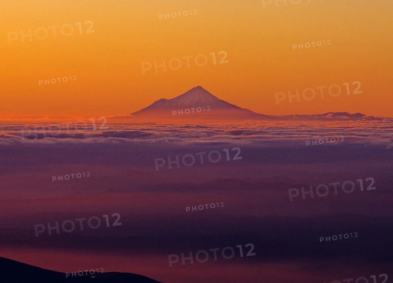 Aerial distant view of Mount Taranaki North Island New Zealand