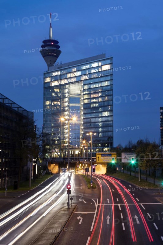 Rhine bank tunnel entrance at the city gate in Duesseldorf