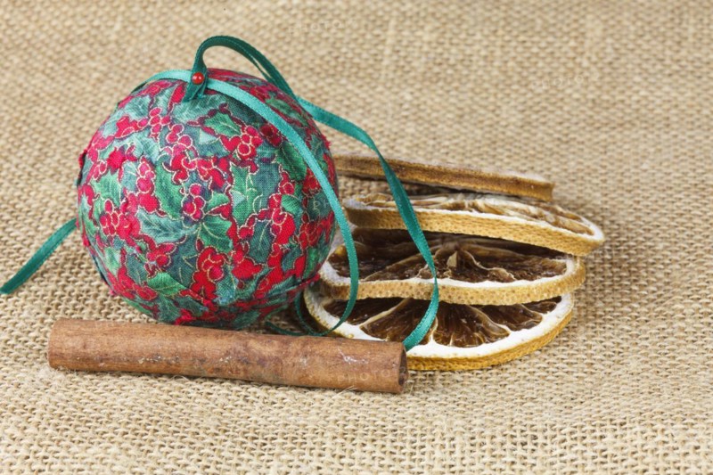 Christmas tree ball and dried orange slices