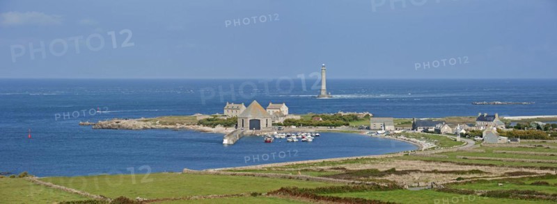 Lighthouse and lifeboat station in the Goury port near Auderville at the Cap de La Hague
