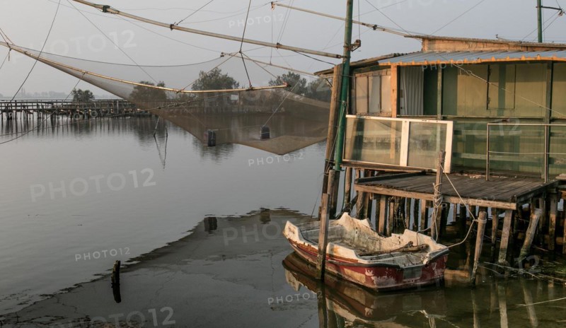 Fishing nets over a canal near Comacchio in the Po Delta