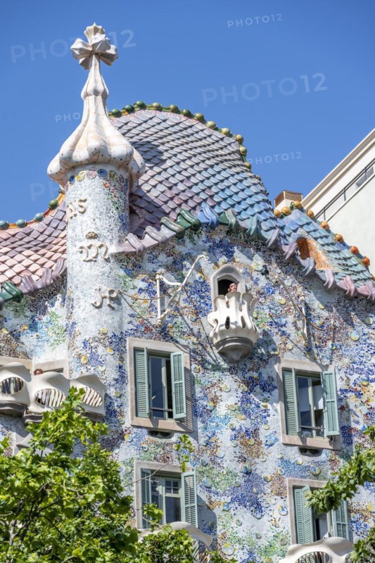 Artistic facade of Casa Batllo by Antoni Gaudi