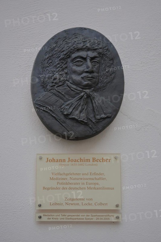 Relief and memorial to Johann Joachim Becher at the Johann Joachim Becher House