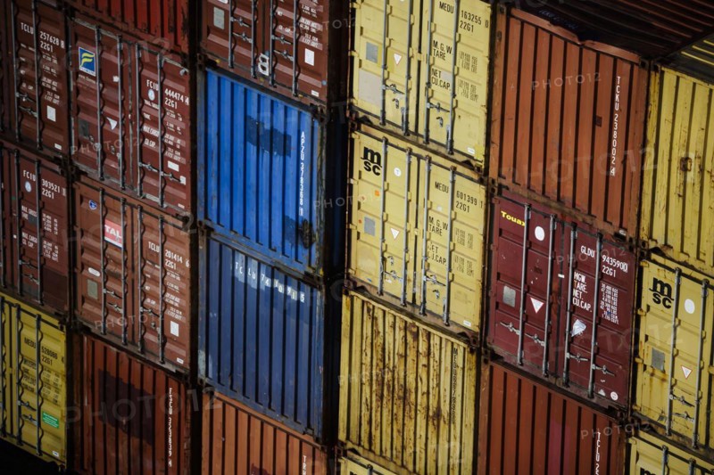 Containers standing in the harbour of Kristiansand. Kristiansand