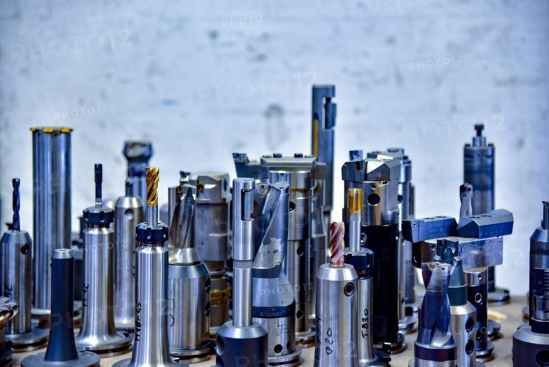 Selection of different milling heads for metal processing