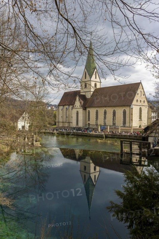 Monastery church reflected in the Blautopf
