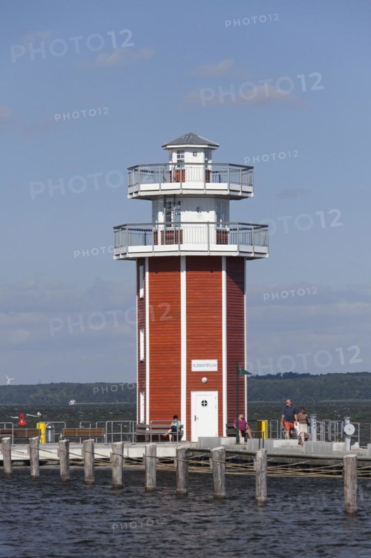 Jetty with lighthouse in the Plauer See at Plau am See