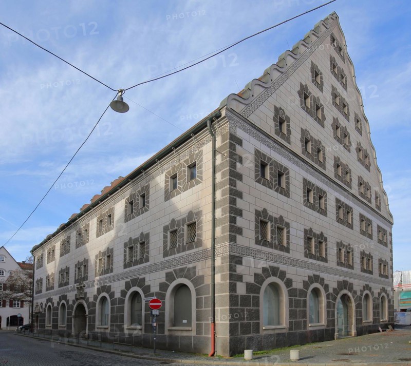 Historic Renaissance granary with sgraffiti and ornaments