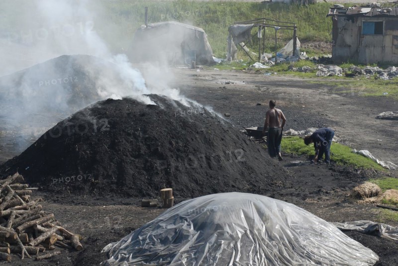 Charcoal burners during charcoal extraction