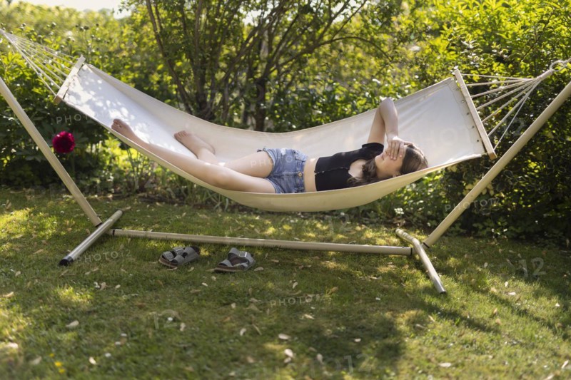 Young people in a hammock