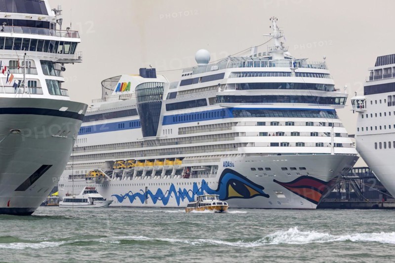 Cruise ships moored at the Stazione Marittima cruise terminal