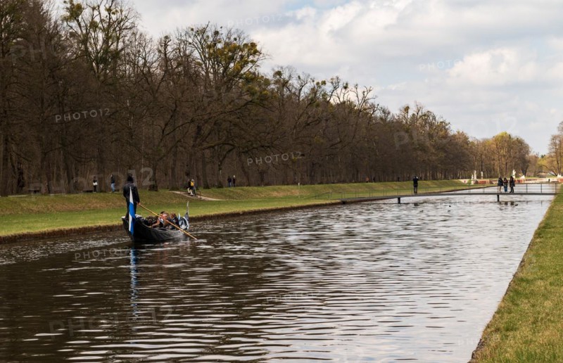 Venetian Gondola on the Schossgarten Canal in the Park of Nymphenburg Palace