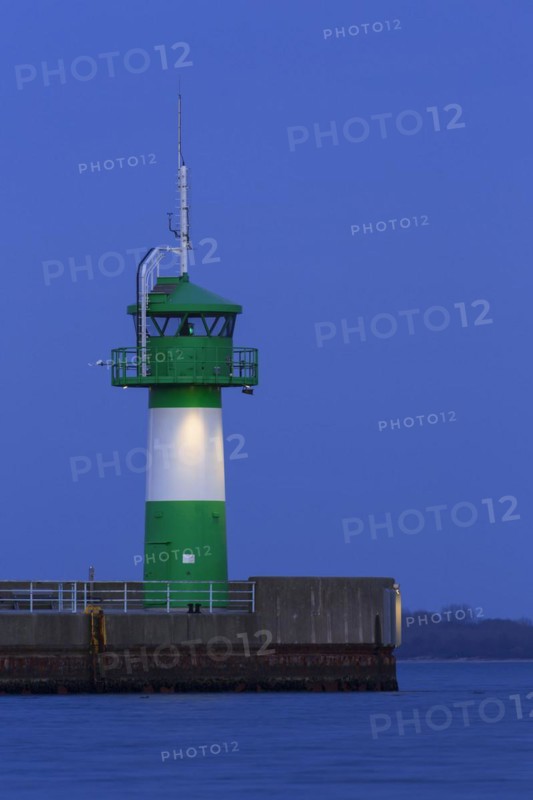 White and green lighthouse Travemuende Nordmole
