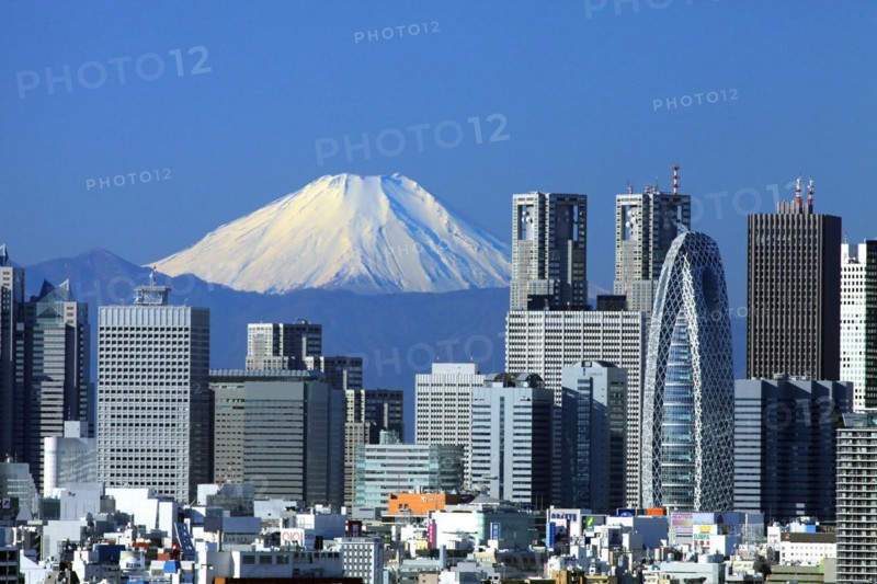 Mount Fuji and Shinjuku skyscrapers Tokyo Japan Asia