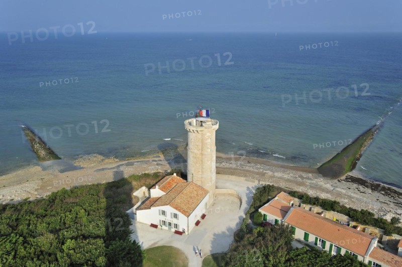 View over the old Tour Vauban from the new lighthouse Phare des Baleines on the island Ile de Re