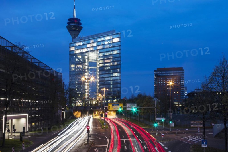 Rhine bank tunnel entrance at the city gate in Duesseldorf