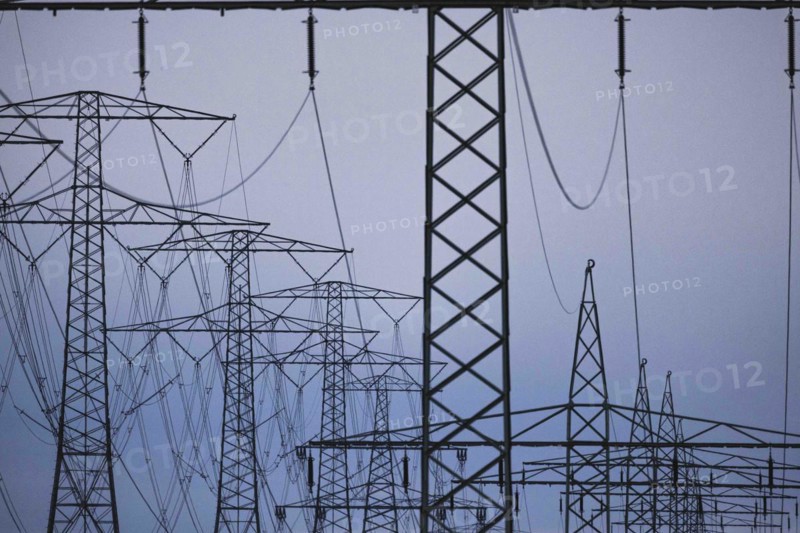 Electricity pylons photographed in Schoenau-Berzdorf
