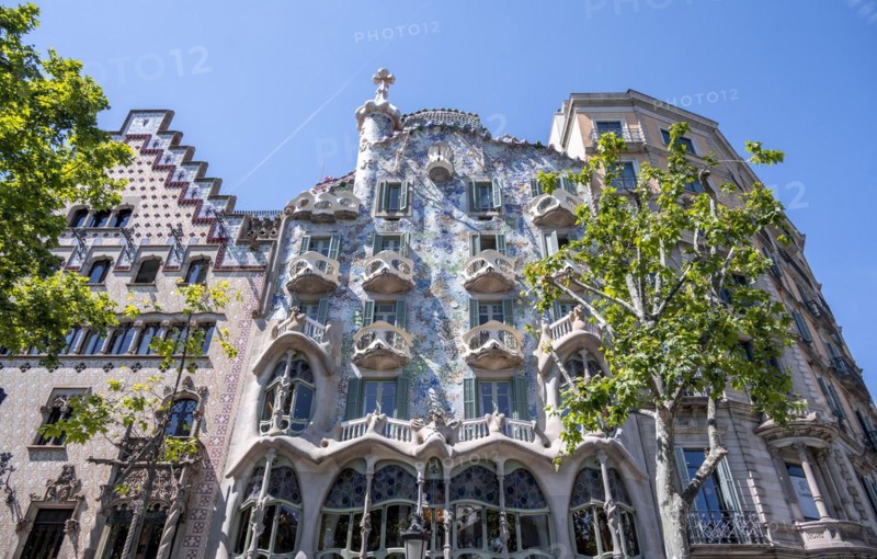 Artistic facade of Casa Batllo by Antoni Gaudi