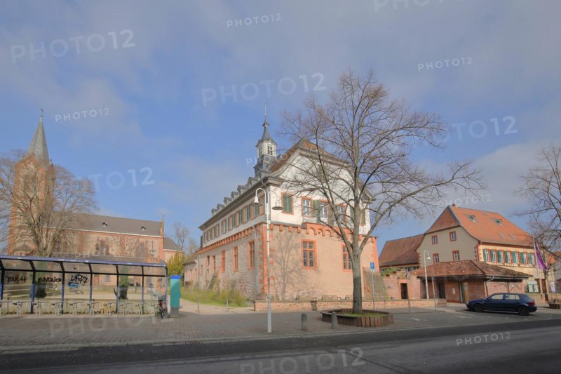 St. Gallus Church and Palatine Castle at Wendelinuspark with Protestant parish hall