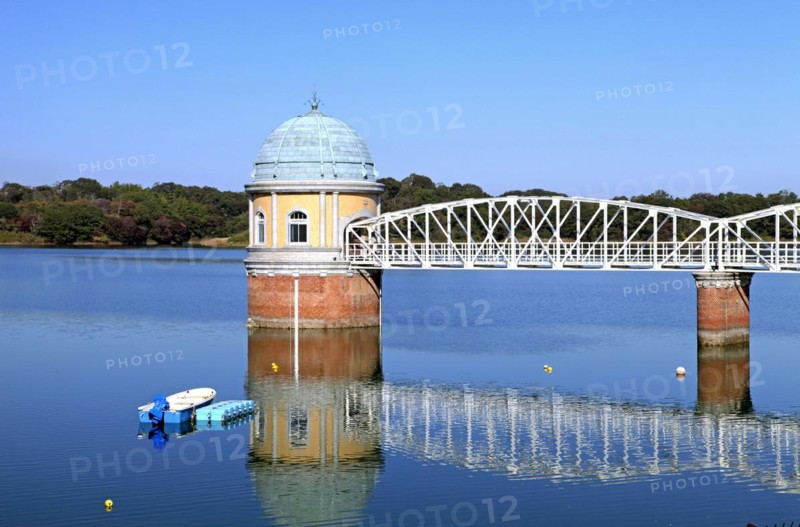 Lake Tama-ko Murayama reservoir Intake Tower Higashi-Yamato city Tokyo Japan Asia